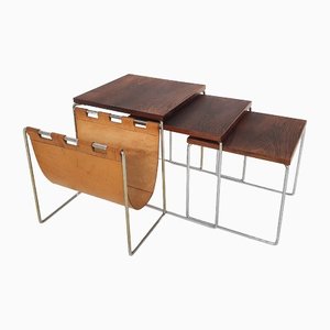 Mid-Century Rosewood and Leather Mimiset attributed to Brabantia, the Netherlands, 1950s