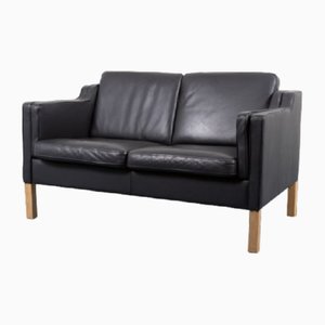 Black Leather 2-Seater Sofa from Mogens Hansen, Denmark