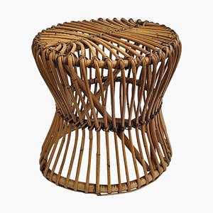 Tabouret Bohémien Riviera en Bambou et Rotin, Italie, 1960s