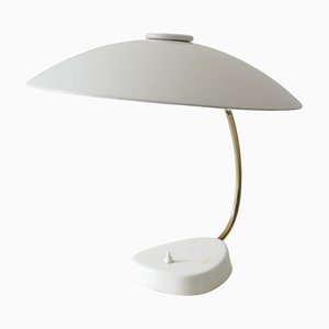 Lampe de Bureau en Métal Laqué Blanc et Laiton, Allemagne, 1960s