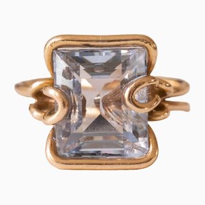 Vintage Ring in 18K Gold with Blue Spinel, 1950s