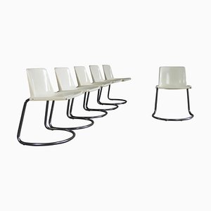 Alessia Chairs in Metal and White by Giotto Stoppino for Driade, 1970s, Set of 6