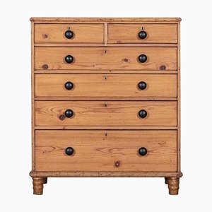 Large 19th Century English Pine & Faux Bamboo Chest of Drawers, 1870s
