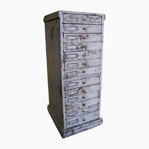 Antique Chippy Watchmaker S Bank with Drawers in Painted Pine, 1860