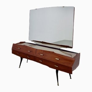 Credenza con specchio in legno, vetro e ottone di Vittorio Dassi, Italia, anni '60