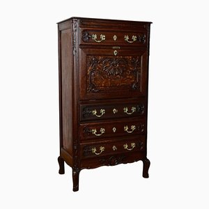 Mueble secreter austriaco antiguo de roble, 1870