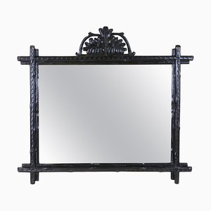 Austrian Black Forest Rustic Wall Mirror with Carved Oak Leaves, 1880