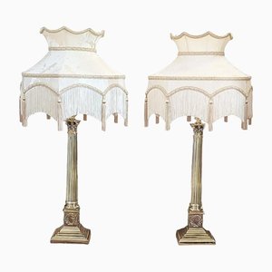 Early 20th Century Neo-Classical Brass Table Lamps, Set of 2