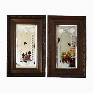 Victorian Etched & Painted Pub Mirrors, Set of 2