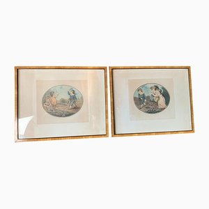 Jeux d'enfants, Engravings, 1800s, Framed, Set of 2