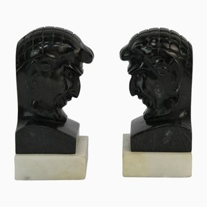 Art Deco Bookends in Black Marble, Belgium, Set of 2