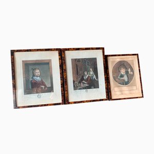 Figurative Scenes, Engravings, 1800s, Framed, Set of 3