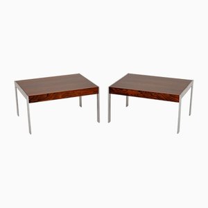 Wood & Chrome Side Tables by Merrow Associates, 1970s, Set of 2