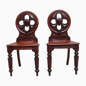 19th Century Mahogany Hall Chairs, 1840s, Set of 2