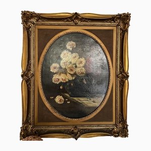 Bouquet of Peony Flowers, Late 19th Century, Oil on Canvas, Framed