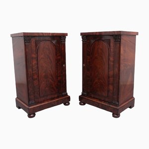 19th Century Flame Mahogany Bedside Cabinets, 1840s, Set of 2