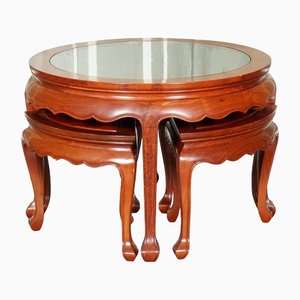 Asian Rosewood Tea Table with Seats, Set of 5