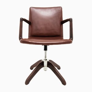 Model A721 Desk Swivel Chair in Cognac Leather by Hans J. Wegner for Planmøbel, Denmark, 1940s