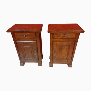 English Oak Bedside Tables with Drawers and Locking Doors, 1960s, Set of 2