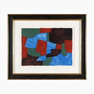 Serge Poliakoff, Komposition Blau, Grün und Rot, 1961, Enmarcado