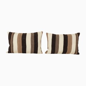 Vintage Striped Kilim Cushion Covers in Organic Hemp, Set of 2