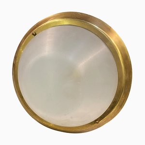 Mid-Century Modern Italian Ceiling Light in Brass and Acrylic Glass from Stilux Milano, 1970s