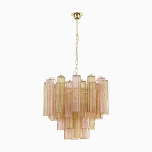 Italy Pink and Brown Moonish Glass Suspension Lamp, 1990s