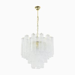 Crystal Glass Suspension Lamp, Italy, 1990s