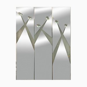Italian Illuminated Coat Rack Mirror, 1970s, Set of 3