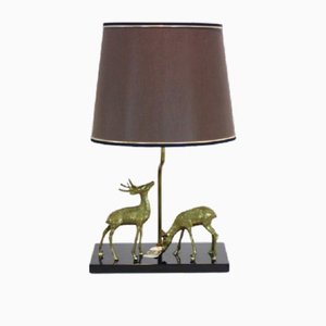 Lámpara de mesa con forma de ciervo de latón de Deknudt, años 70