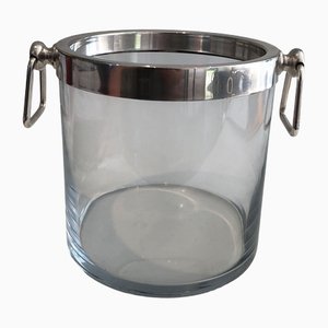 Champagne Bucket in Glass and Silver Metal, 1970s