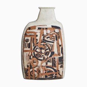 Large White Earth Colored Ceramics Floor Vase by Hagedorn-Olsen, 1961