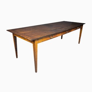 Large Antique Oak Dining Table with 3 Drawers, England, 1890s