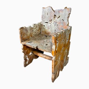 Tree Slice Wabi Sabi Grey Wood Chair
