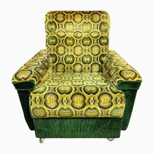 Botanically Green Leather Laauser Armchair, 1970s