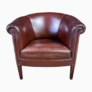Vintage Dark Brown Sheepskin Club Chair