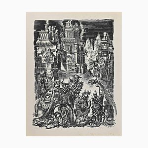 Albert Decaris, America's Demons Have Gathered, China Ink Drawing, Late 20th Century