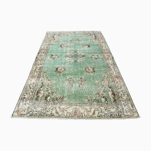 Tapis Oushak Vintage en Laine Verte, Turquie, 1950s