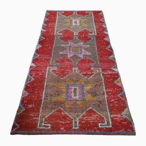 Vintage Turkish Red Wool Oushak Handmade Rug, 1960s