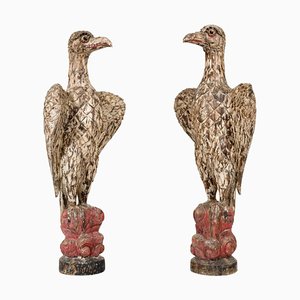 Large Eagles in Polychrome Wood, Germany, End of 19th Century, Set of 2