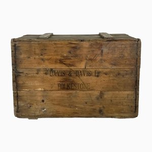 Caja de almacenamiento vintage de pino con tapa de Davis & Davis LTD