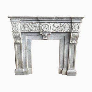 Italian Neoclassical Imperial Fireplace in White Marble, 1780