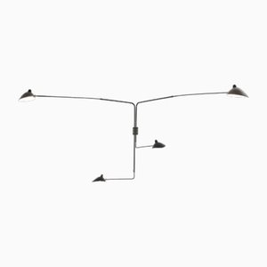 Mid-Century Modern Wall Lamp in Black with Four Rotating Arms by Serge Mouille