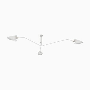 Lampada da soffitto Mid-Century moderna bianca con tre braccia girevoli di Serge Mouille