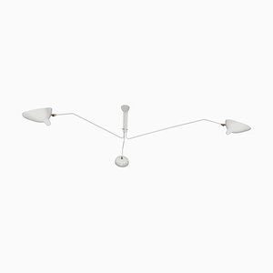 Mid-Century Modern White Ceiling Lamp with Three Rotating Arms by Serge Mouille