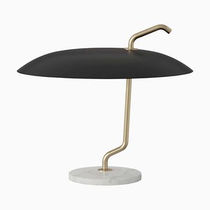 Model 537 Lamp in Brass Structure with Black Reflector by Gino Sarfatti for Astep