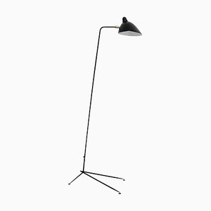 Lámpara de pie Mid-Century moderna en negro de Serge Mouille