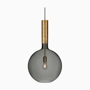 Large Rosdala Ceiling Lamp in Brass and Smoked Glass by Sabina Grubbeson for Konsthantverk