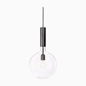 Rosdala Ceiling Lamp in Clear Glass and Black Steel by Sabina Grubbeson for Konsthantverk