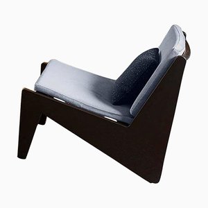 Niedriger Kangaroo Stuhl aus Holz und Schilfrohr mit Kissen von Pierre Jeanneret für Cassina